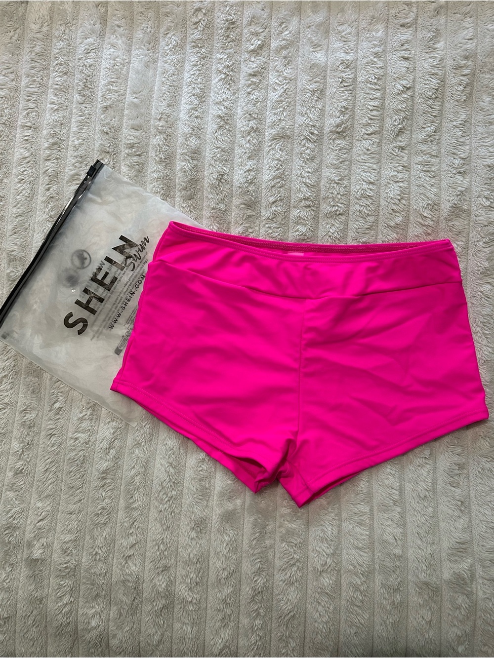 SHEIN Vibrant Hot Pink High-Waist Swim Shorts